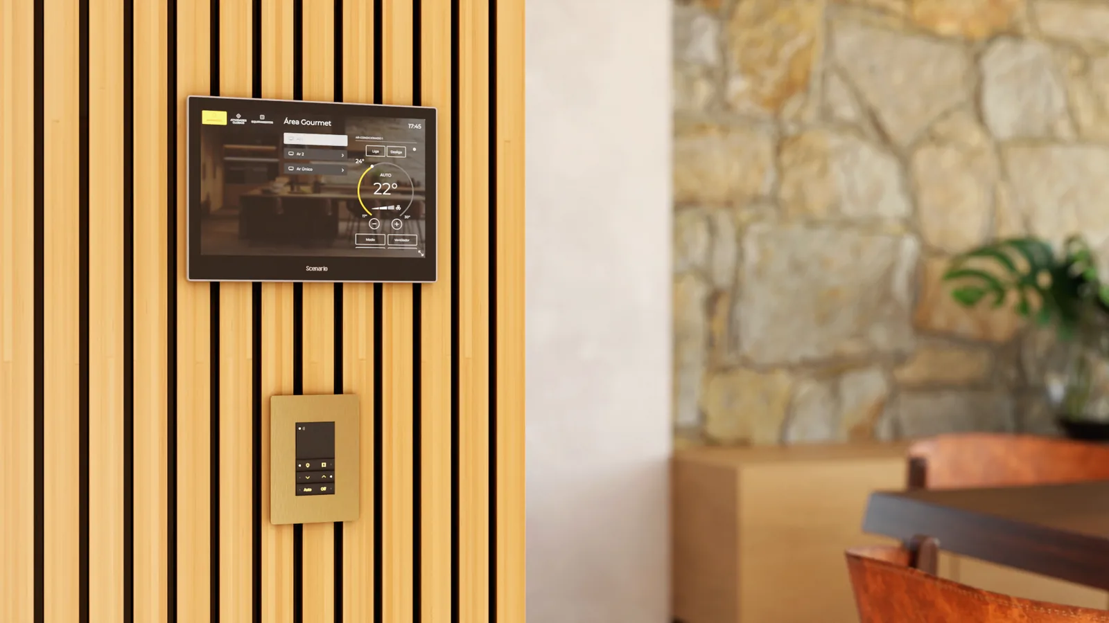 Painel Scenario em parede ripada