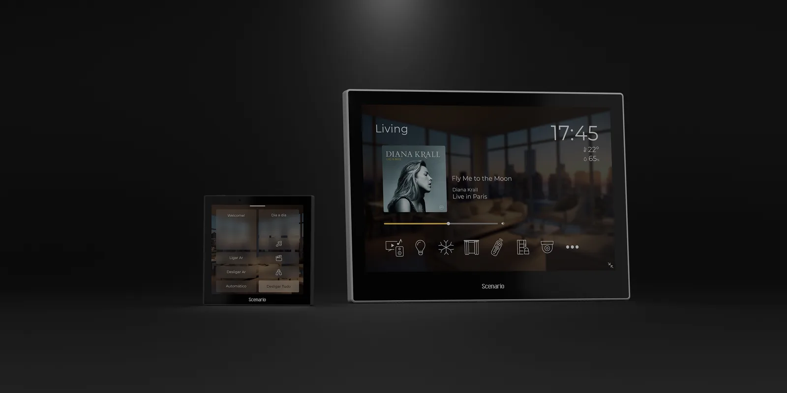 Touch Walls Scenario com interface da casa