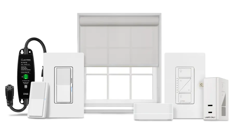 Linha Lutron Caséta: hub, dimmers, Pico, persiana e plugues