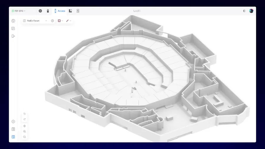 Planta 3D de cobertura Wi-Fi no software UniFi