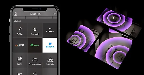 Aplicativo MusicCast controlando áudio em vários ambientes