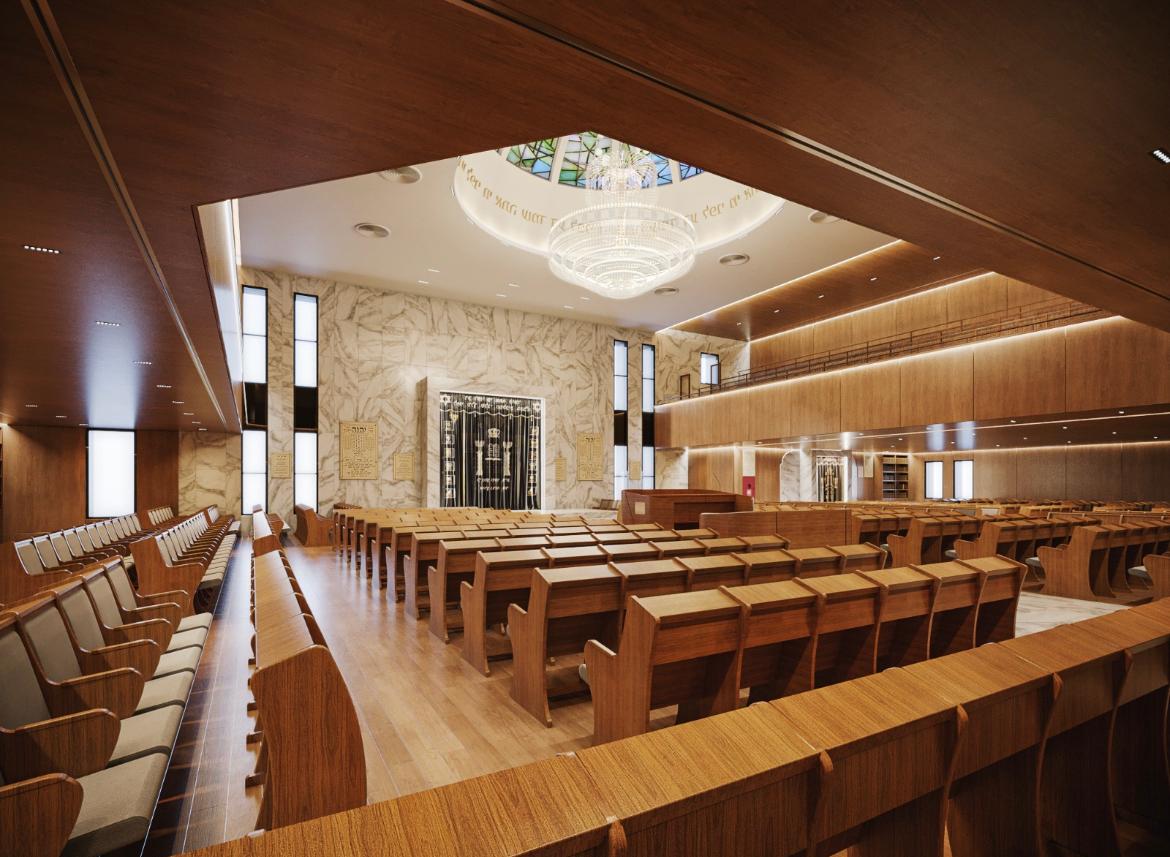 Sinagoga de Higienópolis — salão com cúpula e vitral