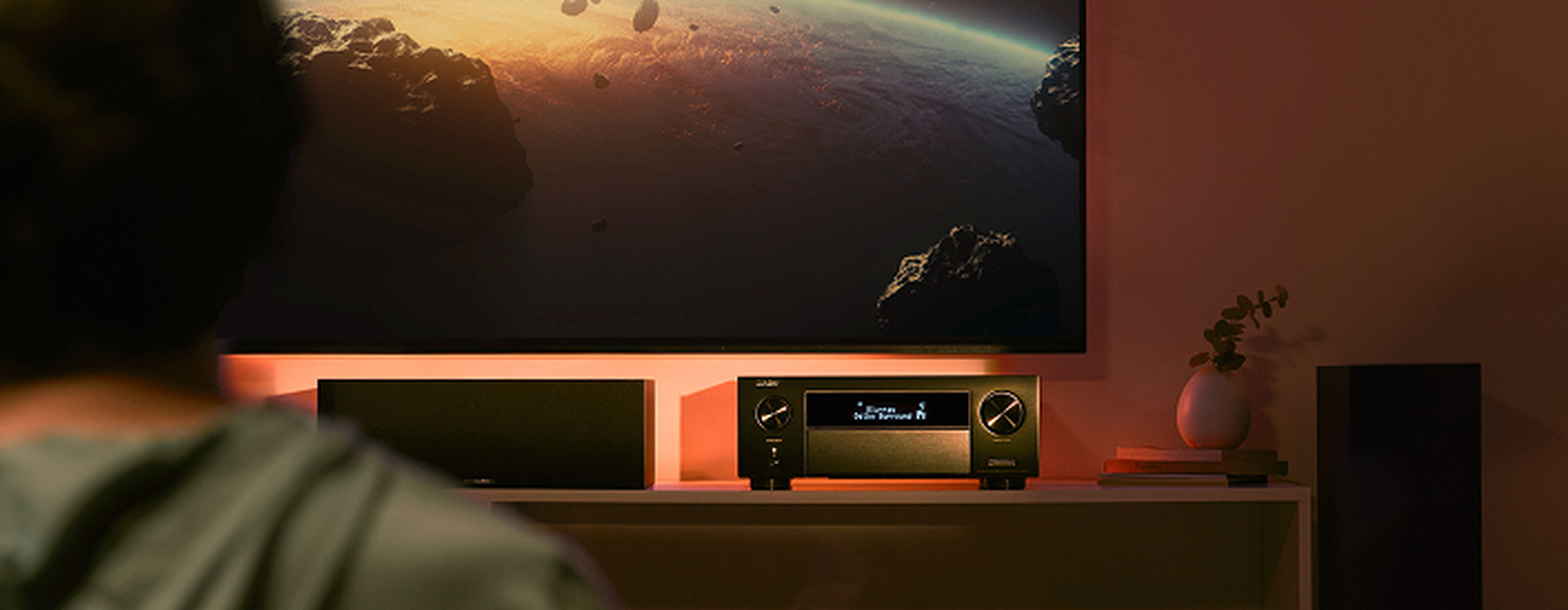 Home theater com receiver Denon integrado